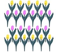 20pcs Artificial Tulip Garden Fence Border, PVC Plastic Lawn Edging | Weather-resistant Sturdy Design, Realistic Vibrant Floral Accents for Soil Borders, Path Edging, Orchards and Outdoor Gardens