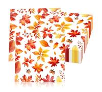 20Pcs Autumn Napkins,Autumn Tissue Paper,Maple Leaves Napkins,Autumn Maple Leaf Napkins Unfolds to 33 x 33cm,Paper Serviettes Halloween Thanksgiving Table Decorations for Fall Party Supply Accessories