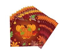 20pcs Autumn Napkins Paper, Autumn Table Decorations Serviettes, Halloween Pumpkin Orange Paper Napkins Disposable Serviettes Autumn Thanksgiving Harvest Party Decorations Supplies, 33 * 33cm