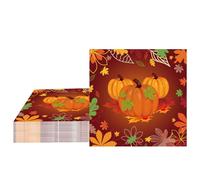 20Pcs Autumn Napkins Thanksgiving Napkins,Disposable Party Serviettes,Pumpkin Maple Leaf Tissue Thanks Dinner Dessert Paper Napkin for Thanksgiving Harvest Festival Decorations,Autumn Table Deor