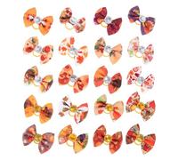 20pcs Autumn Thanksgiving PET Hair Bow Ribbon Accessory for Cats Dogs | Elastic Ribbon Design, Keeps Hair Tidy and Eyes, Festive Pattern for Fall Fashion Events and Outfits Random Style