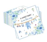 20PCS Baby Shower Napkins Decoration A Sweet Baby Boy is On The Way Baby Shower Decoration Greenery Boys Babies Paper Napkins for Boy Gender Reveal Party Decoration