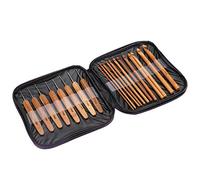 20pcs Bamboo Crochet Hooks Needles Knit Weave Craft Yarn DIY Sewing Tools Knitting Bamboo Crochet Hook Set with Case DIY Tools