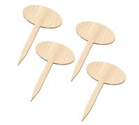 20pcs Bamboo Plant Marking Pole T Type Oval Tip Labels for Succulents | Khaki Natural Look, Decorative Seedling Marking, Balcony and Greenhouse Use for Cacti, Nursery Staff