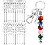 20Pcs Beadable Keychains Making Kit Set, Metal Bullet Shaped Beadable Keychains Bar Blank Silver Beaded Key Chain Making Kit, Beadable Keychain Bars for DIY Keychain Making Pendant Gift Accessories