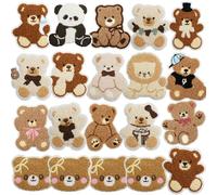 20Pcs Bear Iron-on Patches Applique Cute Bear Decorative Embroidered Iron on/Sew on Patches for Clothing T-Shirts Jackets Clothes Dress Hat Backpacks Jeans Pants DIY Accessories