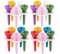 20PCS Bee Watering Station for Garden Set, Bee Cups for Garden with Wooden Tray, Colourful Bee Cups, Cups for Bees in Mixed Colours, Bee Drinking Cups for Garden for Pollinators