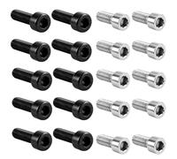 20Pcs Bike Bolts,Bicycle Stem Bolts,Disc Brake Caliper Bolts with Washers,M5x16mm,M5x12mm Bike Water Bottle Holder Cage Screws for Bike Water Bottle Holder,Black and Silver