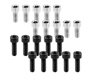20Pcs Bike Bolts,Bicycle Stem Bolts,Disc Brake Caliper Bolts with Washers, M5x16mm,M5x12mm Bike Water Bottle Holder Cage Screws for Bike Water Bottle Holder,black and silver