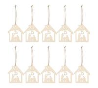 20pcs Birth of Jesus Arts and Crafts Decorations Wooden Hanging Decor Craft Wood Pendant Hollow for Nativity Scenes Wood Ornaments Festival