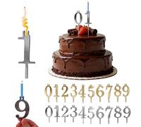 20pcs Birthday Candle Holder Number Set，Reusable Silver Metal Number Candle Holders For Birthdays Cakes Anniversaries Celebrations for Kids Adult Women men Party Hosts (20, Sliver+Gold)