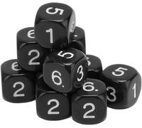 20Pcs Black 6 Sided Number Dice, Round Corner Polyhedral Dice, Polyhedral Dices Role Playing for Numeral Teaching Board Games, for Table Games Role Playing （16mm ）
