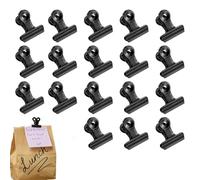 20Pcs Black Binder Clips, Paper Clamps, Foldback & Bulldog Clip for Office, Calendars & Stationery - Paper Clamp - Stationery Supplies, for Tags Bags, Shops, Office and Home Kitchen