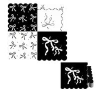 20pcs Black Bowknot Paper Serviettes Napkins,Bowknot Luncheon Napkins Tea Party Napkins Decor,Disposable Party Serviettes Tissue Table Decorative for Picnics,Tea Parties,Birthday,Wedding Decor