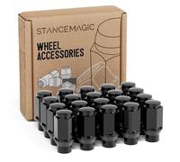 20pcs Black Bulge Lug Nuts - Metric 14x1.5 Thread Size - 1.75 inch Length - ET Style - Cone Conical Taper Seat Shank - Closed End - Compatible with Select 5Lug Vehicles and Aftermarket Wheels