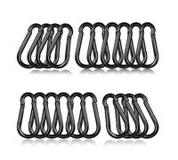 20PCS Black Carabiner Clips,60mm (2.36") Spring Snap Hooks, M6 Galvanised Steel Quick Links,Heavy-Duty Safety Hooks for Camping, Hiking, Hammocks, Dog Leads & Backpacks