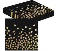20pcs Black Dot Paper Napkin 33x33CM,Soft Dots Disposable Luncheon Paper Party Serviettes Tableware for Birthday,Christmas Halloween,Wedding,BBQ,Parties Dinner Black Gold Serviettes Napkins