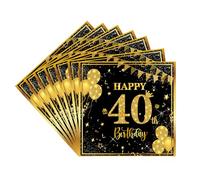 20pcs Black Gold 40th Birthday Napkins,40th Birthday Serviettes for Men Women,40th Napkin Serviettes for 40th Birthdays Table Decorations,Birthday Party Tissue for Him Her 40th Birthdays Decoration