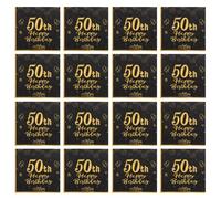 20pcs Black Gold 50th Birthday Disposable Paper Cocktail Napkins