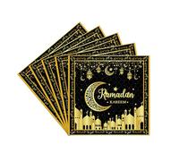 20Pcs Black Gold Eid Al-fitr Paper Napkins Ramadan Kareem Serviette Napkin,Moon Star Napkins Tissue Dinner Napkins for Home Ramadan Mubarak Islam Muslim Eid Al-fitr Party Table Decorations