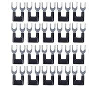 20PCS Black Jumper Terminal Block Strips, 15A 400V Fork Type Pre-Assembled Connector Red Copper with PVC Insulation for Electrical Wiring, DIN Rail (2-Position, 9mm Pitch)