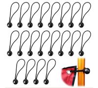 20PCS Black Tarpaulin Bungee Balls, Heavy Duty Elastic Tarp Tie Downs Cords, Bungee Cord Holders for Tent Banner Pavilions Flag Poles Awnings Boats Trampolines