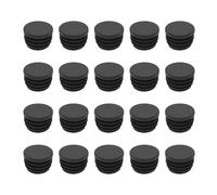 20Pcs Black Tubing End Cap Table Chair Insert Plugs Furniture Finishing Plug Round Plastic Plug Tube Domed Inserts End Caps for Chairs Table Legs