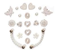20Pcs Bling Shoe Charms for Women, Gems Shoe Charms, Plastic Butterfly Flower Charms, Sparkling Rhinestones Shoe Chains, Pearl Accessories for Girls, DIY Shoe Decoration Charms for Party Favor,