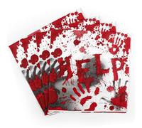 20PCS Blood Halloween Napkins, Gruesome Red Bloodstain & Handprint Paper Serviettes - 33x33cm Disposable Creepy Party Napkins for Halloween Decorations, Horror Dinner Tableware, Themed Accessories
