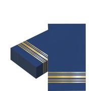 20Pcs Blue and Gold Napkins Serviettes, 40x33cm Disposable Blue Elegant Cocktail Napkin Dinner Tissue Hand Towels Decorative Paper Napkins for Decoupage Christmas Wedding Birthday Picnic Kitchen
