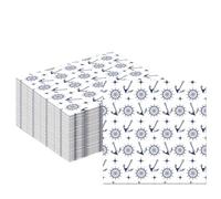 20Pcs Blue and White Paper Napkins Anchor Printed Serviettes, 32cm Disposable Nautical Party Napkins, 2-Ply Cocktail Luncheon Tissue Paper for Birthday Beach Sea Nautical Themed Party Table Decor
