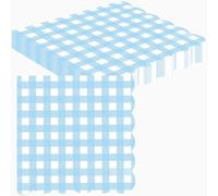 20pcs Blue Checkered Paper Napkin 33x33CM,Soft Gingham Disposable Luncheon Paper Party Serviettes Tableware for Birthday,Christmas Halloween,Wedding,BBQ Green Scalloped Serviettes Napkins