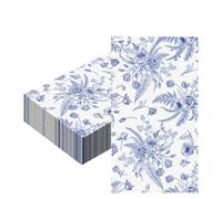 20Pcs Blue Floral Napkins Serviettes, 40x33cm Disposable Spring Flower Cocktail Napkin Dinner Guest Tissue Hand Towels Decorative Paper Napkins for Decoupage Wedding Birthday Baby Shower Picnic Party