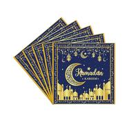20Pcs Blue Gold Eid Al-fitr Paper Napkins Ramadan Kareem Serviette Napkin,Moon Star Napkins Tissue Dinner Napkins for Home Ramadan Mubarak Islam Muslim Eid Al-fitr Party Table Decorations