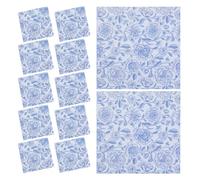 20pcs Blue Rose Floral Disposable Paper Napkins for Wedding Reception | Vintage Retro Elegant Style, Tear Resistant Paper, Spill Absorption, for Hands, Mouth, Desserts, Appetizers