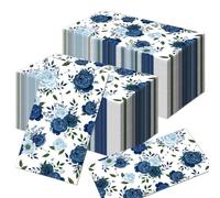 20Pcs Blue Rose Paper Napkins,Blue Flowers Party Napkins Serviette,Cocktail Napkins Dinner Napkins,Soft Rose Paper Napkin Serviette Tableware for Valentine's Day,Birthday Party Wedding Decorations