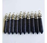 20pcs Blue Sand Stone Natural Gemstones Hexagonal Pendant 12x60mm