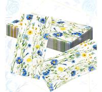 20PCS Blue Wildflower Napkins Floral Napkin Flower Butterfly Napkins Tea Party Napkins Wildflower Party Decorations for Wedding Baby Shower Bridal Shower