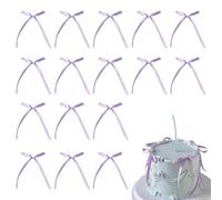 20Pcs Bow Cake Topper, Bow knot Ribbons Cake Dessert Decorations for Birthday Wedding Party Anniversary (Purple)