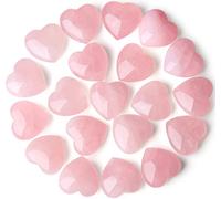 20PCS Bulk Healing Crystals Heart Natural Cute Polished Crystal Love Stones Wholesale Amethyst Rose Quartz Black Obsidian Palm Set Reiki Energy Balancing Meditation Valentine's Day Gift