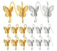 20pcs Butterfly Earring Hooks Brass French Fish Hooks Earrings Ear Wire Connectors Elegant Dangle Earrings for Women Girls DIY Jewelry Making Findings, 18K Gold and Silver