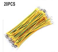 20pcs Bvr Solar Pv Ground Wire with Terminals 10/12/14 Awg Flexible Copper Photovoltaic Grounding Cable Yellow Green Electrical Connector for Solar for Panel (10AWG-10CM)