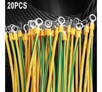 20PCS BVR Solar PV Ground Wire with Terminals Flexible Copper Cable 10/12/14 AWG for Solar Panel Electrical Grounding Solutions (12AWG-10CM)