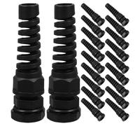 20pcs Cable Glands with Anti-Bending Spring and Double-Seal Structure | Plastic Construction with Self-adaptive Clamping, Dustproof Sealing, Suitable for 3-6.5mm Wires, Includes Gaskets