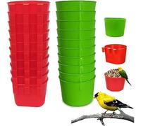 20Pcs Cage Cup Bird Cage Feeder Chicken Feeding Bowl Chicken Water Cups Hanging for Cage Chicken feeders Water Cups Hanging for Treats Grit Gamefowl Parrot Parakeet Poultry(Red+Green)