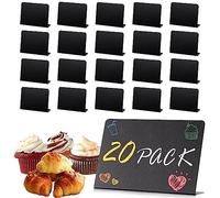 20PCS Cake Display Signs, Black Price Tags, Mini Chalk Board, Reserved Table Top Sign, Blackboard for Cheese Cake Board Signs/Craft Stall Display Stand Cards/Buffet Food Tags