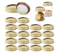 20PCS Canning Lids for Mason Jar Lids Replacement Kits for Kilner Jar Lid 70mm Round Jam Jars Lid Sealing Cap Cover Jars Seals (Gold)