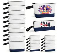 20Pcs Canvas Makeup Bag with Bottom, 12oz Cotton Cosmetic Bag Set Bulk Multi-Purpose DIY Heat Transfer Makeup Bag w/Black Zipper for Bridesmaid Makeup Bag Travel Toiletry Pouch Storage, Valentines Day
