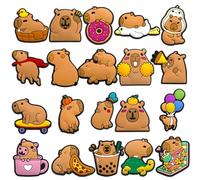 20PCS Capybara Croc Charms Set, Soft Rubber Shoe Croc Accessories for Kids & Adult, Colourful Jibbitz Decor for Sandals & Backpacks, Personality Customisation Gift for Capybara Lovers