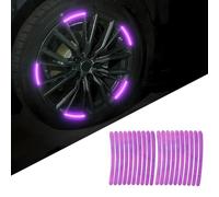 20PCS Car Wheel Stickers, Reflective Fine Stripe Luminous Stickers, Car/Motorcycle/Bicycle Wheel Decoration Decals(Purple)
